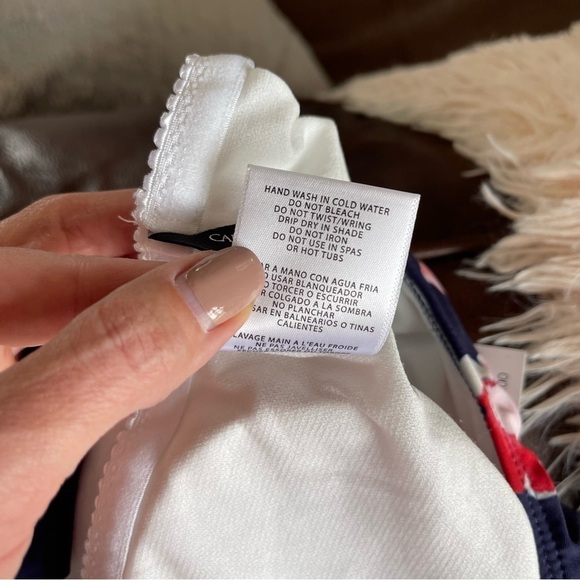 Carmen Marc Valvo Navy Floral One-Piece Swimsuit - Picture 7 of 7